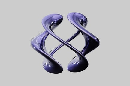 Preview: Intertwined purple liquid glass shapes