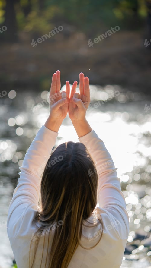 Preview: woman doing different mudras alternative medicine, mental health