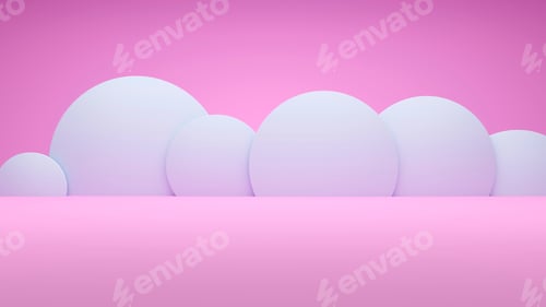 Preview: white circle wall minimal abstract on pink background 3d rendering