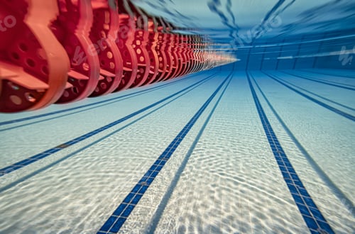 Preview: Olympic Swimming pool under water background.