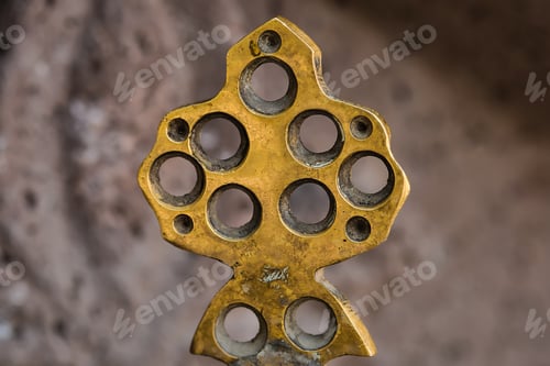 Preview: Detail of an old copper faucet in a public place on the street