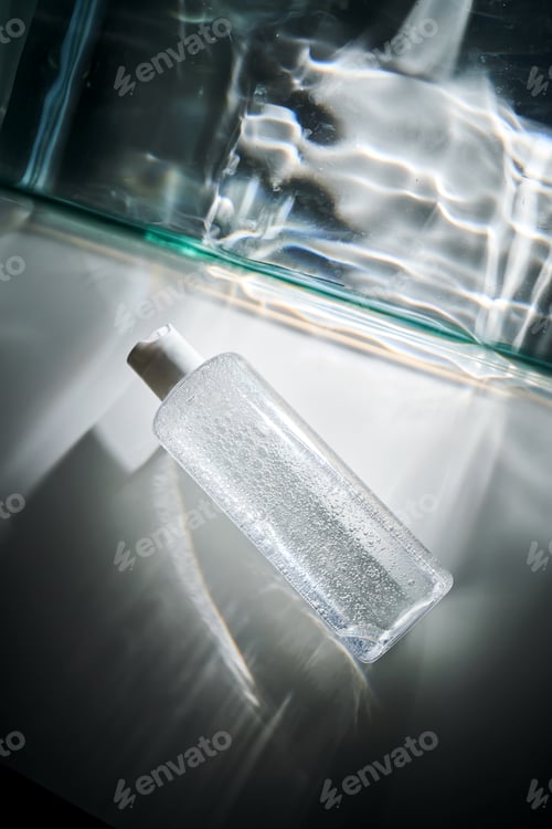 Preview: A bottle of cosmetic product with a beautiful highlight.