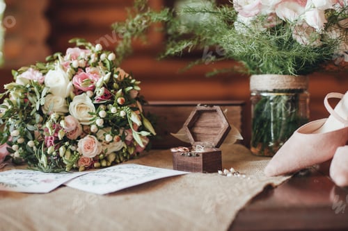 Preview: The bride's bouquet. Details of the bride's wedding image.
