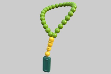 Preview: Beaded necklace with green beads and yellow string
