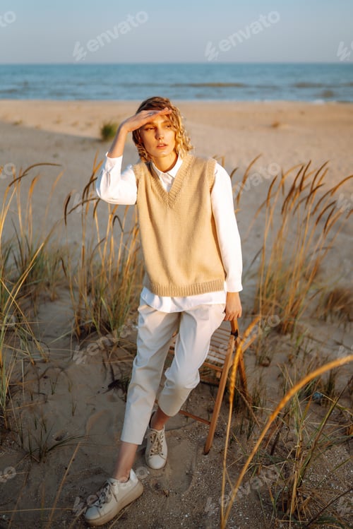 Preview: Portrait of elegant, luxury woman posing in nature. People, lifestyle, relaxation concept.