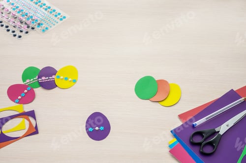 Preview: easter eggs made of colored paper, home decor, easter card