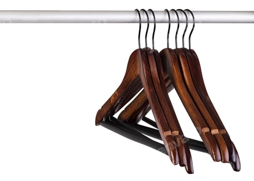 Preview: Wooden Hangers on a Metal Rod