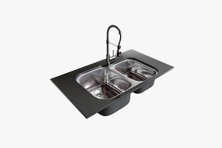 Preview: Stainless Steel Double Bowl Sink with Flexible Faucet