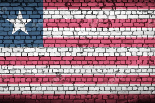 Preview: Liberia flag is painted onto an old brick wall