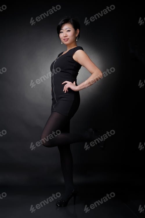 Preview: Asian Woman In Black Dress