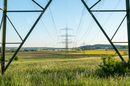 Preview: Lines and electric stations on a field