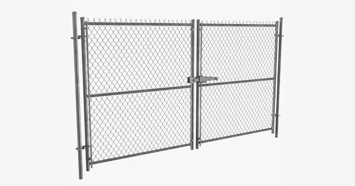 Chain Link Security Gate with Latch 3D, Incl. fence & kitbash - Envato