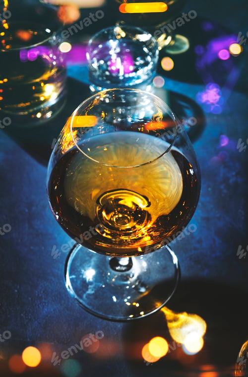 Preview: Strong alcohol drinks, hard liquors, spirits and distillates iset in glasses