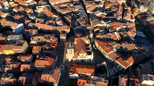 Preview: Aerial view of Aranda de Duero cathedral (Iglesia de Santa María la Real). Burgos, Spain