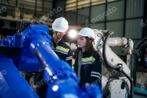 Preview: Engineer testing a robotic production simulator in robotics research facility