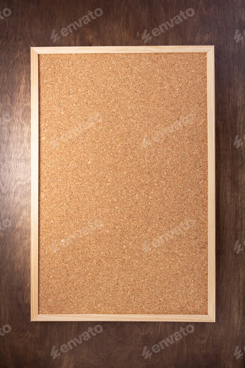 Preview: cork board on wooden background