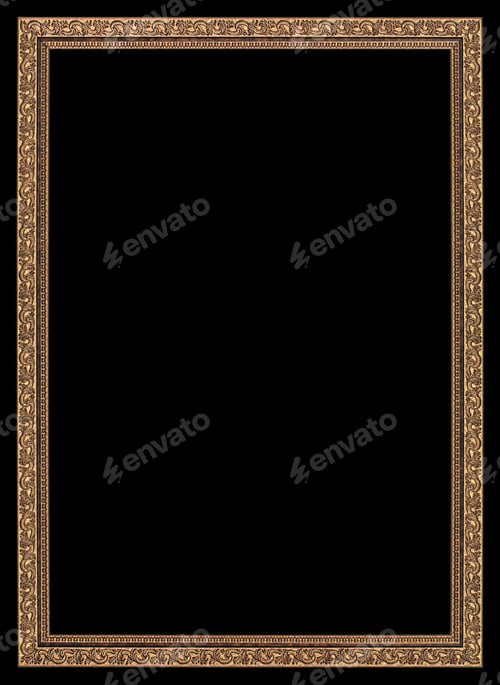 Preview: Openwork frame for picture or photo, element for decoration or design, isolated on black background