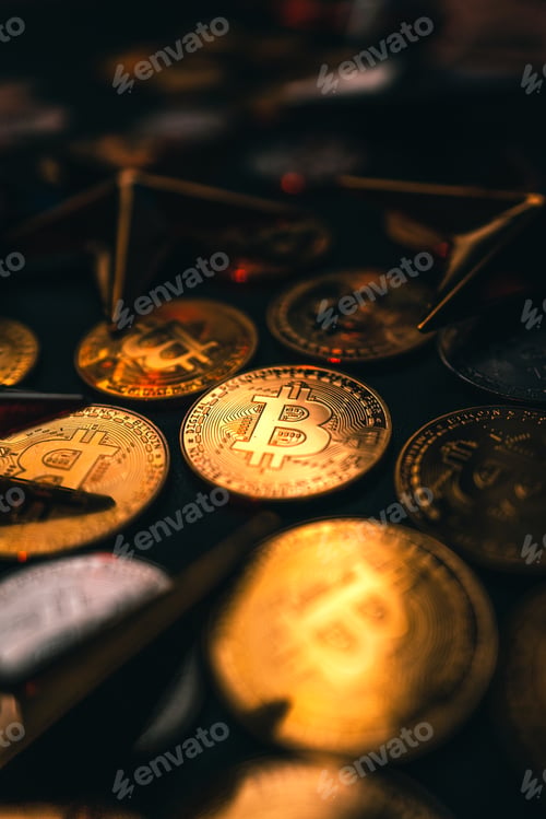 Preview: Bitcoin on a home computer chart and money and investment