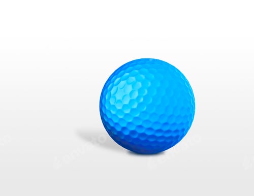 Preview: a blue golf ball isolated on white background