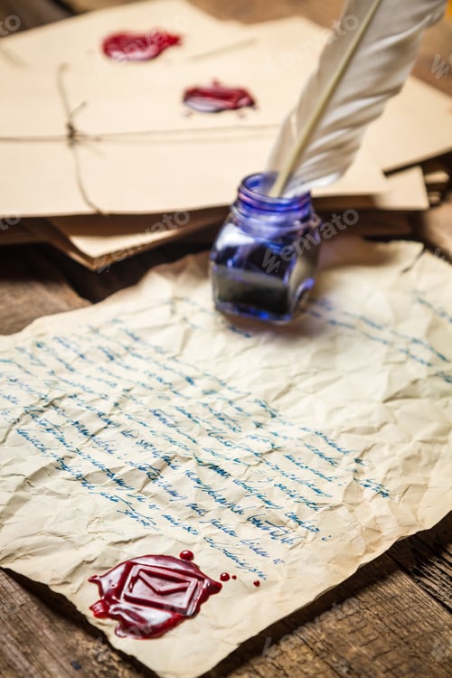 Preview: Vintage letter protected by red sealing wax