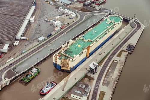 Preview: Auto transporter in a lock, Bremerhaven, Germany