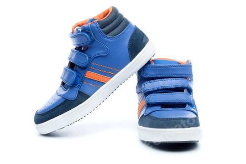 Preview: Blue and Orange Child's Sneakers on White Background