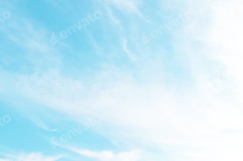 Preview: Blue pastel sky with white cloud. Beautiful sky in the morning.