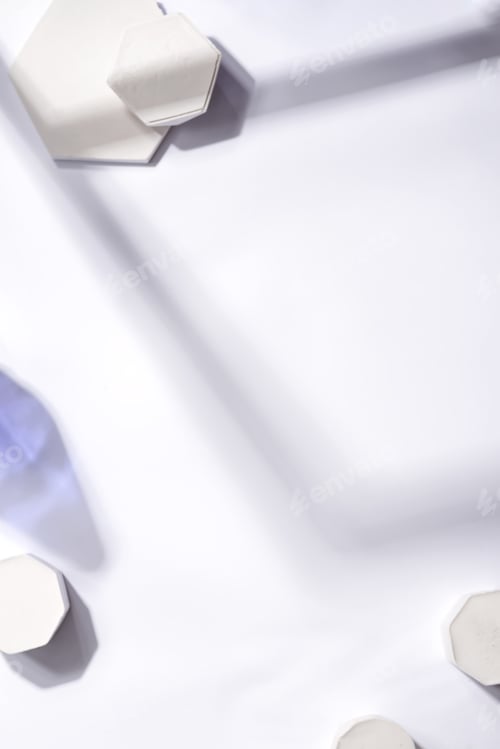 Preview: minimal abstract geometric podium scene on paper ultimate gray background