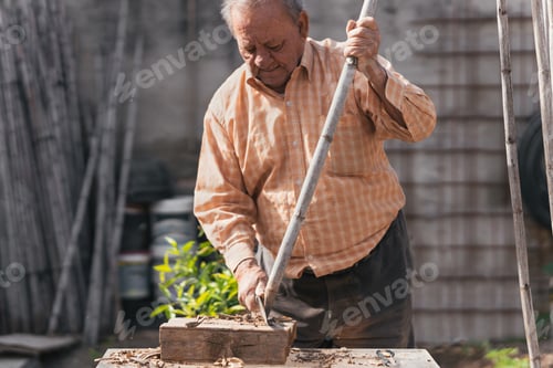 Preview: process of construction of structure for tomato orchard. Selective focus.