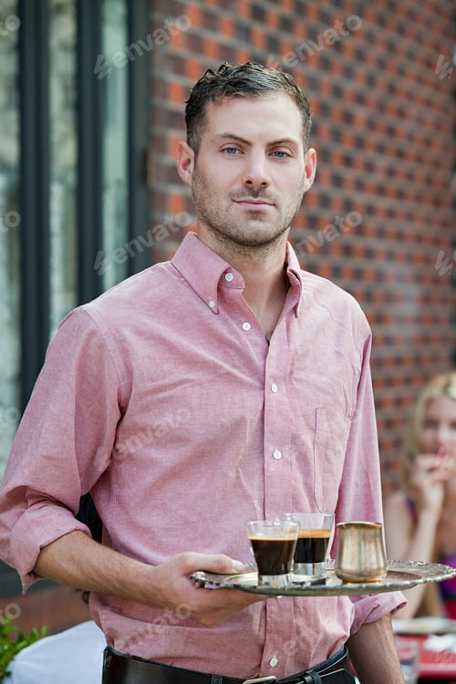 Preview: Waiter with espresso coffees