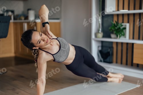 Preview: Young woman, doing some calisthenics.