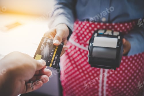 Preview: Paying by credit card , buying and selling products using a credit card swipe machine
