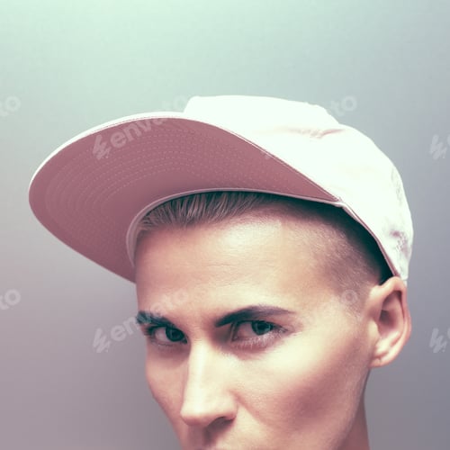 Preview: Girl in a stylish cap. Tomboy style fashion