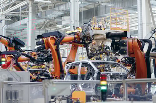 Preview: Automotive production line. Robotic Welding car body. Modern car Assembly plant