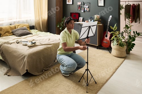Preview: Practicing Violin in a Cozy Bedroom with Natural Light
