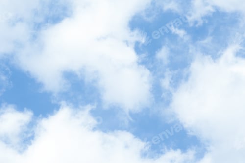 Preview: View of beautiful blue sky with fluffy clouds on sunny day