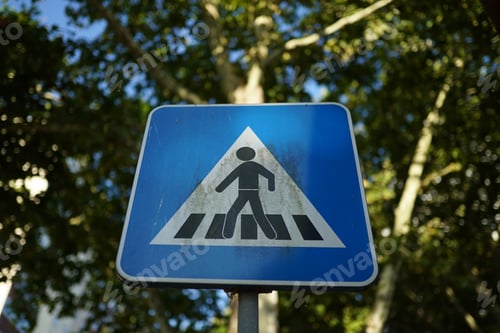 Preview: Low angle shot of a crosswalk road sign