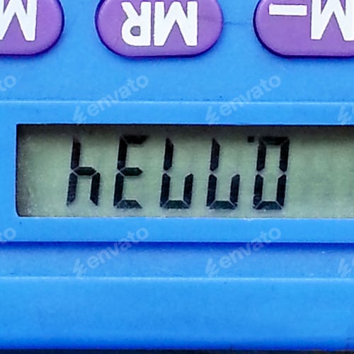 Preview: Hello,text message made with numbers on calculator
