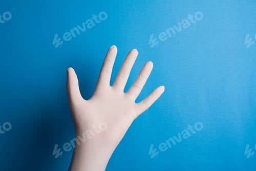Preview: Protective Glove Against a Blue Background
