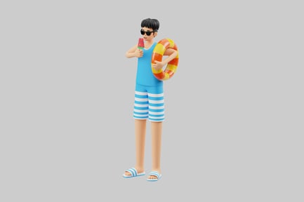 Preview: Summer boy with float and popsicle