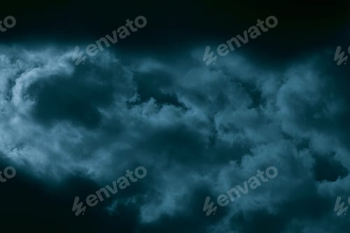 Preview: Dramatic stormy sky background. Dark green fluffy cloudy sky.