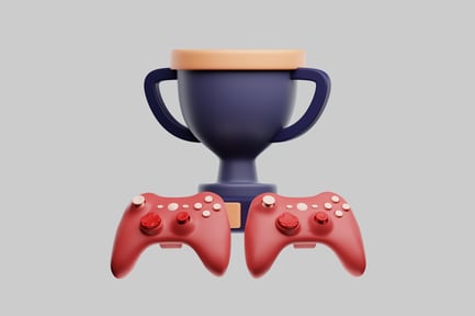 Preview: Victory trophy with gaming controllers