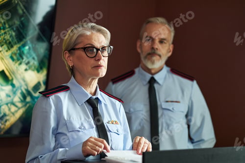 Preview: Caucasian Middle Aged Woman Politician Speaking at Press Conference Podium