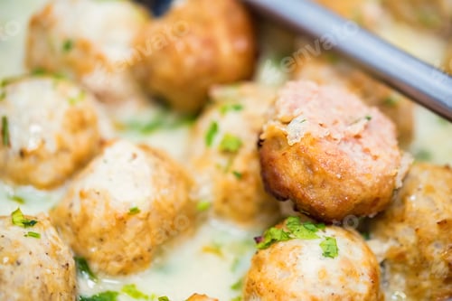 Preview: Close up of fresh delicious chicken meatballs