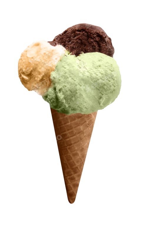 Preview: Ice cream scoops on cone isolated on white
