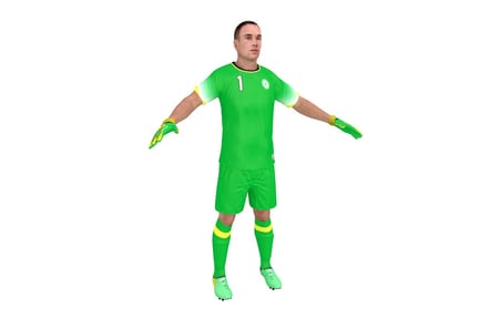 Preview: Soccer Goalkeeper with Gloves in Green Uniform