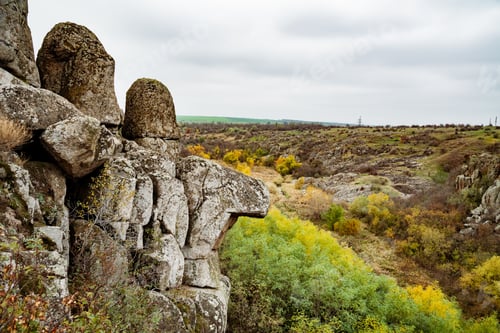 Preview: large stone boulder in Aktovsky Canyon Ukraine