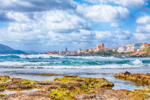 Preview: Astonishing spring cityscape of Alghero town at morning.