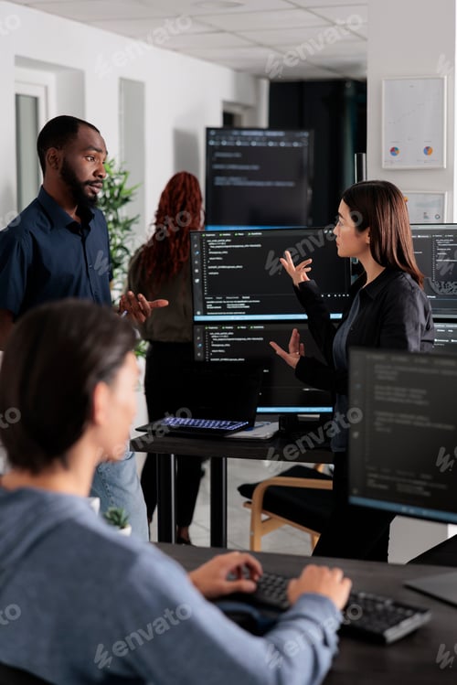 Preview: Software developer programming source code algorithm on computer