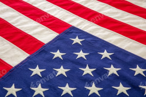Preview: USA flag wave background closeup, American National Holiday